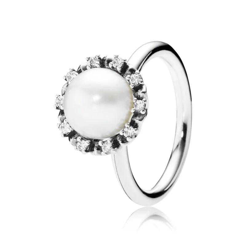 (image for) PANDORA Everlasting Grace Stackable Ring, Pearl & Clear Cz - 190916P - Product Image