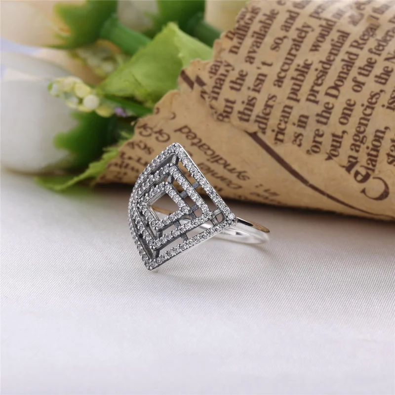 (image for) PANDORA Geometric Lines Clear CZ Ring - 196210CZ - View 2