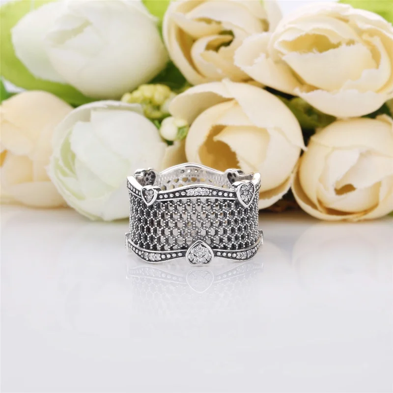 (image for) PANDORA Lace of Love Ring, Clear CZ - 197706CZ - View 3