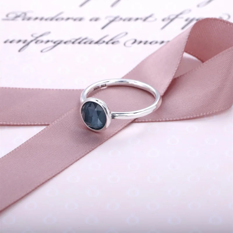 (image for) PANDORA March Droplet Birthstone Ring - 191012NAB - View 2