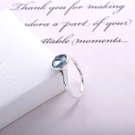 PANDORA March Droplet Birthstone Ring - 191012NAB