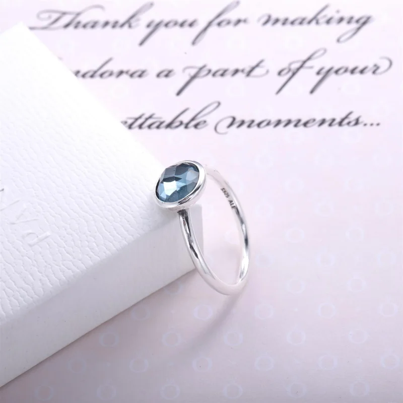 (image for) PANDORA March Droplet Birthstone Ring - 191012NAB - View 3