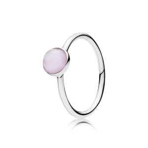 (image for) PANDORA October Droplet with Opalescent Pink Crystal Ring - 191012NOP