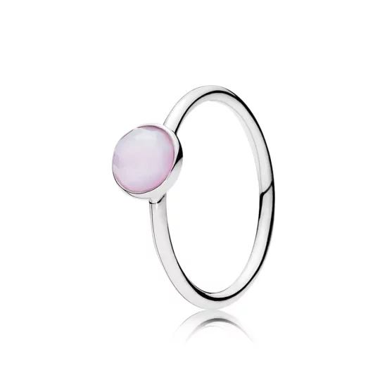 PANDORA October Droplet with Opalescent Pink Crystal Ring - 191012NOP