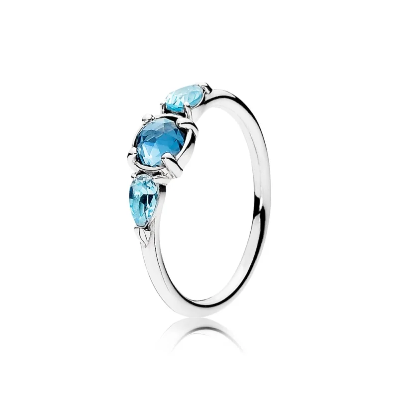 (image for) PANDORA Patterns of Frost with Moonlight Blue Sky-Blue Crystal Ring - 191016NMB - Product Image