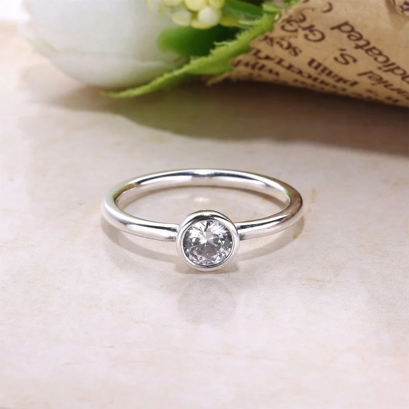 (image for) PANDORA Petite Circle Ring, Clear CZ - 191043CZA - View 3