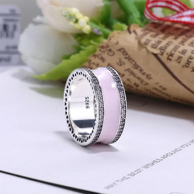 (image for) PANDORA Pink Hearts of PANDORA Band Ring - 191024EN40 - View 2