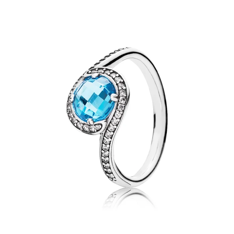 (image for) PANDORA Radiant Embellishment, Sky-Blue Crystal & Clear Cz Rings - 190968NBS - Product Image