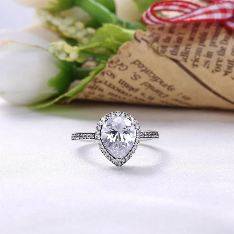 (image for) PANDORA Radiant Teardrop Clear CZ Ring - 196251CZ - View 3