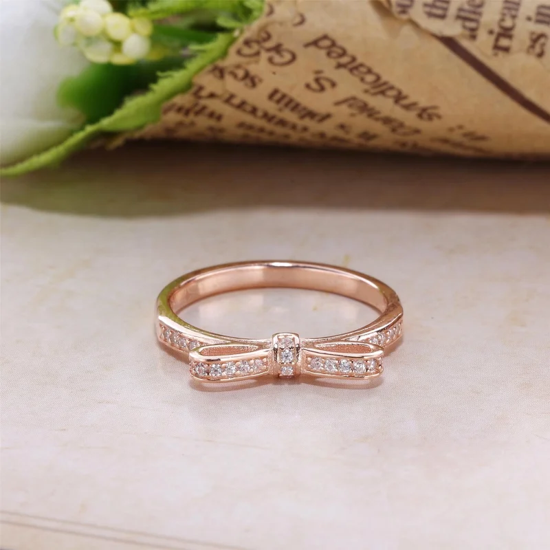 (image for) PANDORA Rose™ Sparkling Bow with Clear CZ Ring - 180906CZ - View 2