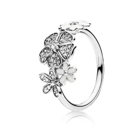 PANDORA Shimmering Bouquet, White Enamel Clear Cz Rings - 190984CZ PANDORA Shimmering Bouquet, White Enamel Clear Cz Rings - 190984CZ