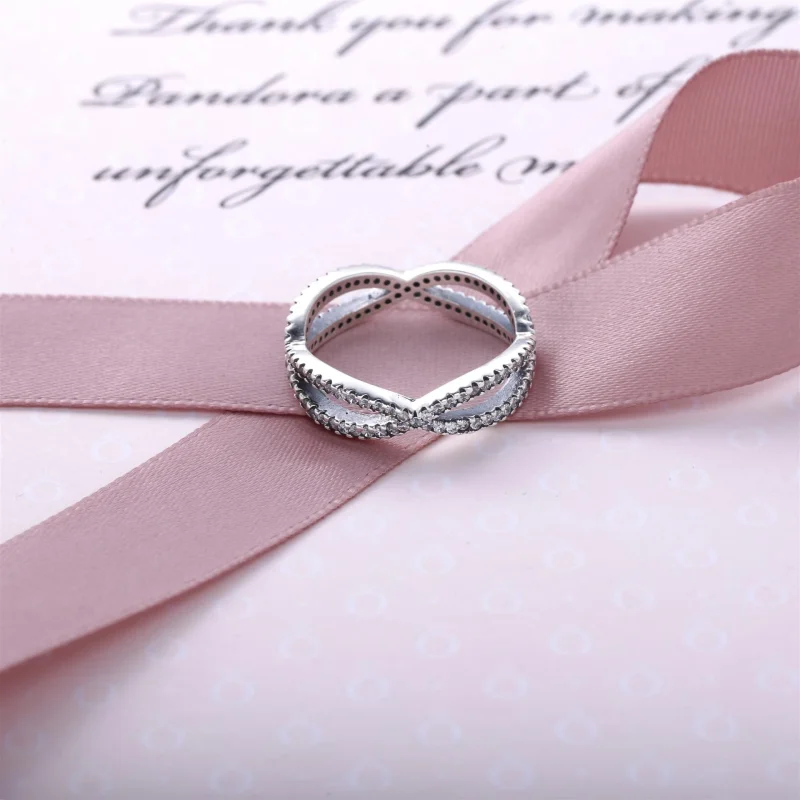 (image for) PANDORA Sparkling crossover ring - 190930CZ - View 2