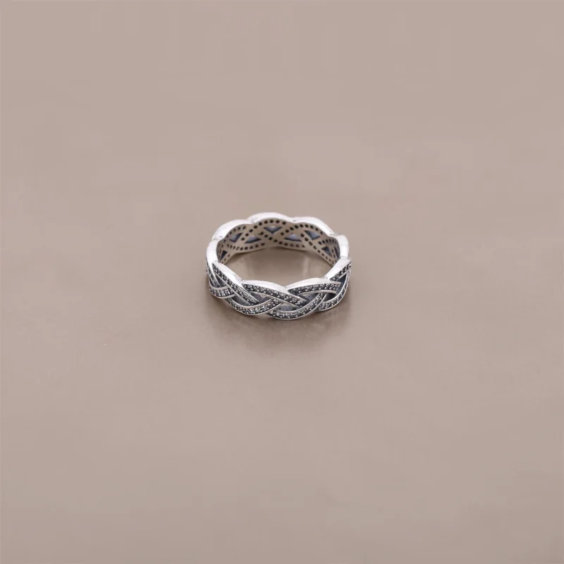 (image for) PANDORA Sparkling Silver Braid Ring - 190913CZ - View 2