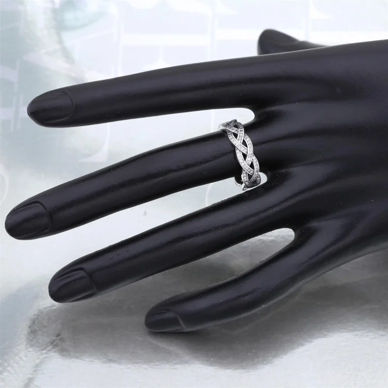 (image for) PANDORA Sparkling Silver Braid Ring - 190913CZ - View 4