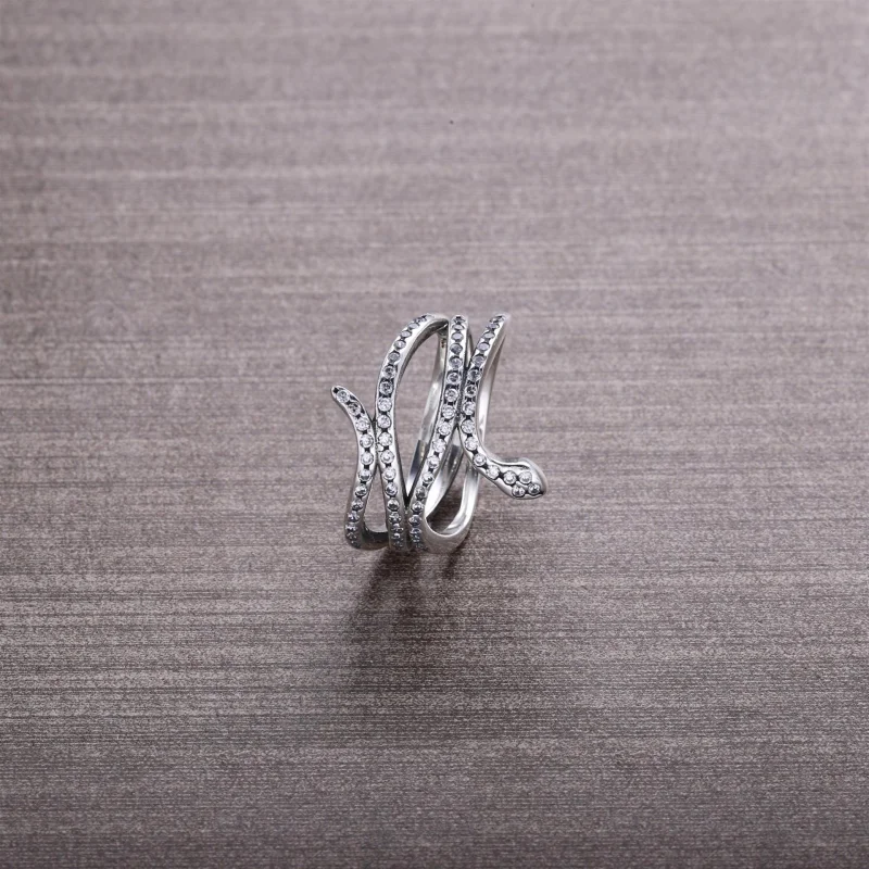 (image for) PANDORA Swirling Snake Ring, Clear CZ - 190954CZ - View 2