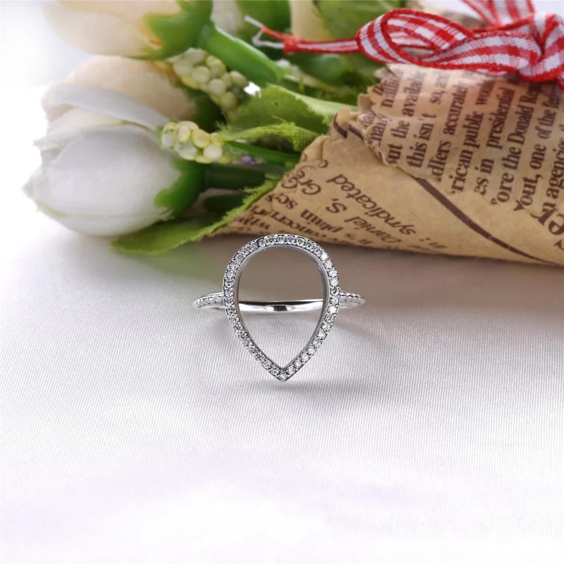 (image for) PANDORA Teardrop Silhouette Clear CZ Ring - 196253CZ - View 2