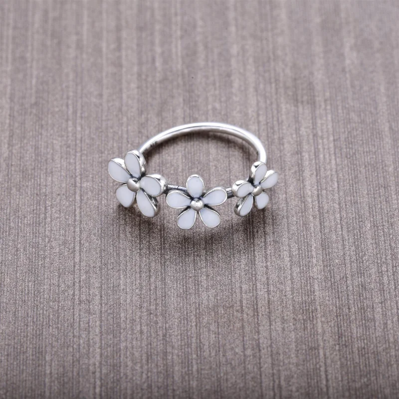 (image for) PANDORA Triple White Daisy Flower Ring - 190900EN12 - View 2
