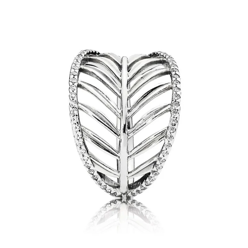 (image for) PANDORA Tropical Palm Leaf Ring, Clear CZ - 190952CZ - View 4