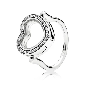 (image for) Sparkling PANDORA Floating Heart Locket Ring - 197252CZ