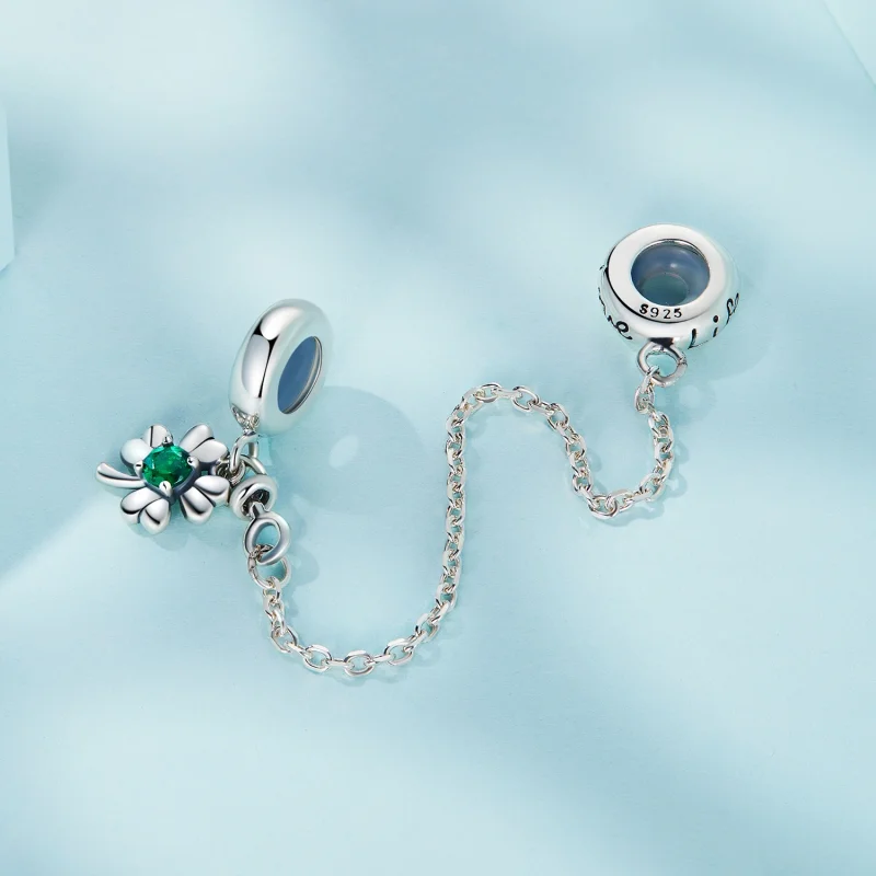 (image for) Pandora Style Four Leaf Clover Safety Chain - SCC2372 - View 2