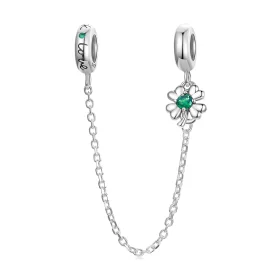 Pandora Style Four Leaf Clover Safety Chain - SCC2372 Pandora Style Four Leaf Clover Safety Chain - SCC2372