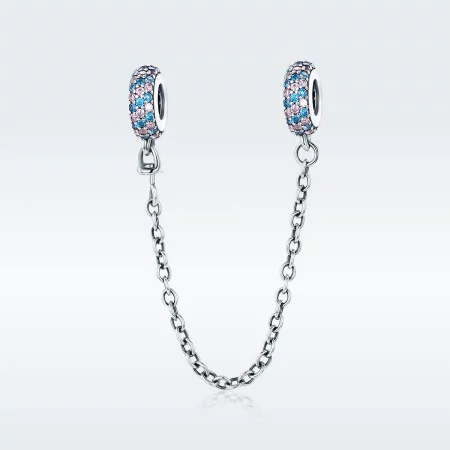 Pandora Style Pink Blue Miracle Safety Chain - SCC379