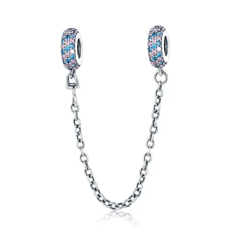 Pandora Style Pink Blue Miracle Safety Chain - SCC379 Pandora Style Pink Blue Miracle Safety Chain - SCC379
