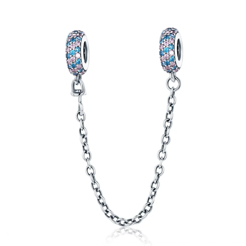 (image for) Pandora Style Pink Blue Miracle Safety Chain - SCC379 - Product Image