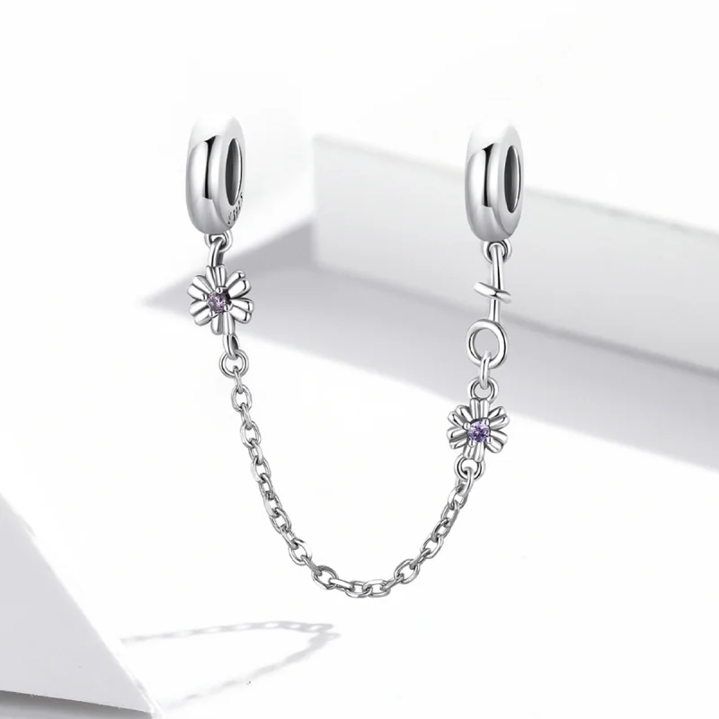 (image for) Pandora Style Retro Flowers Safety Chain - SCC2100 - View 2