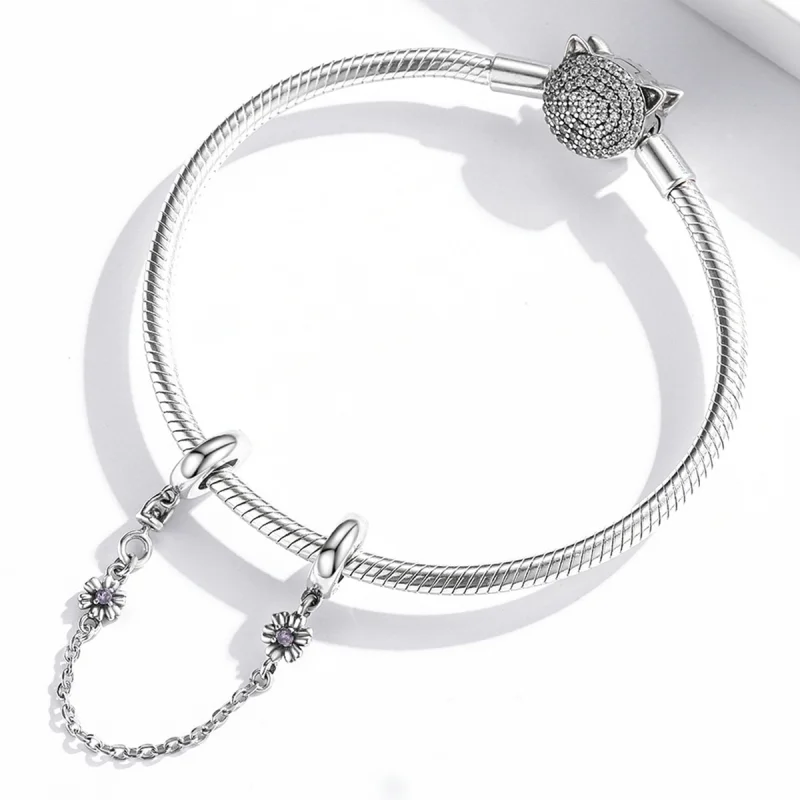 (image for) Pandora Style Retro Flowers Safety Chain - SCC2100 - View 3