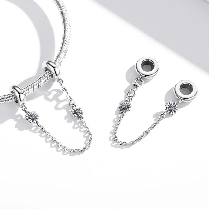 (image for) Pandora Style Retro Flowers Safety Chain - SCC2100 - View 4