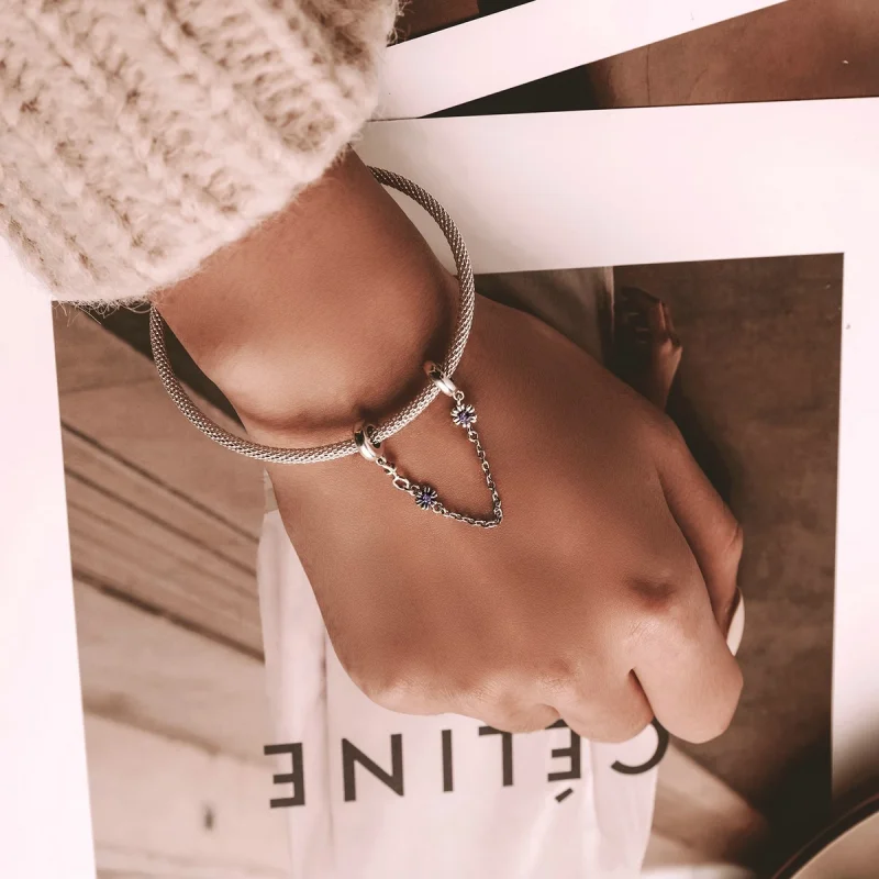 (image for) Pandora Style Retro Flowers Safety Chain - SCC2100 - View 6