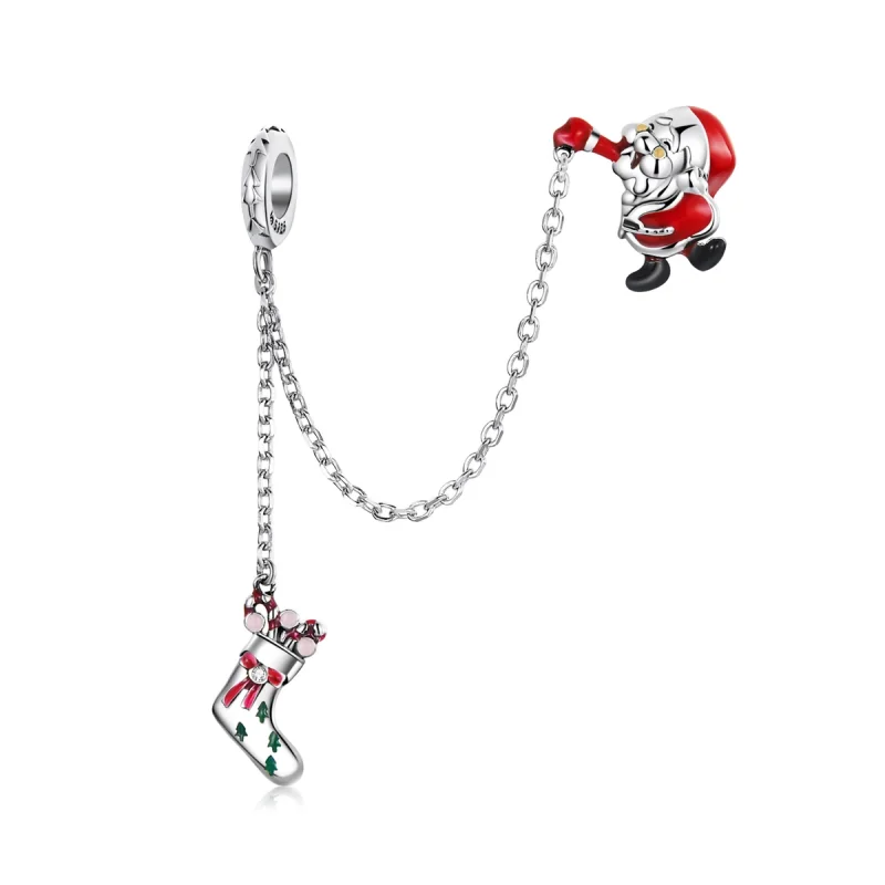 (image for) Pandora Style Santa Claus Safety Chain - BSC542 - Product Image