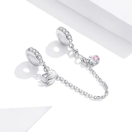 Pandora Style Silver Cat And Claw Safety Chain - BSC243