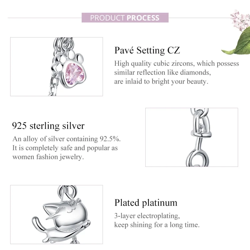 (image for) Pandora Style Silver Cat And Claw Safety Chain - BSC243 - View 8