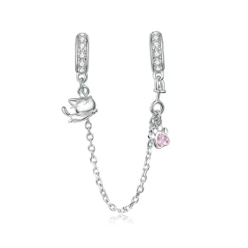 Pandora Style Silver Cat And Claw Safety Chain - BSC243 Pandora Style Silver Cat And Claw Safety Chain - BSC243