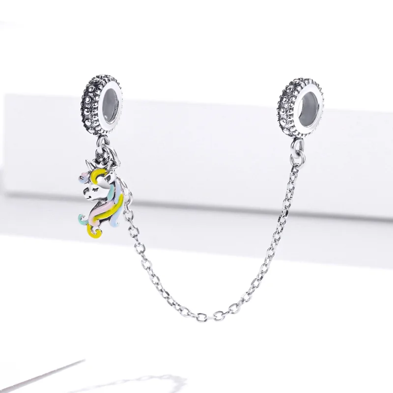 (image for) Pandora Style Silver Colorful Pony Safety Chain - SCC1571 - View 2
