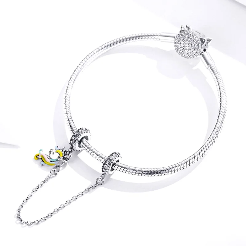 (image for) Pandora Style Silver Colorful Pony Safety Chain - SCC1571 - View 3