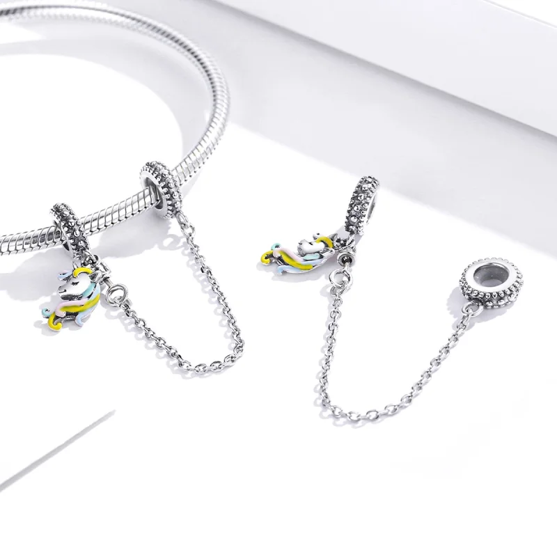 (image for) Pandora Style Silver Colorful Pony Safety Chain - SCC1571 - View 4