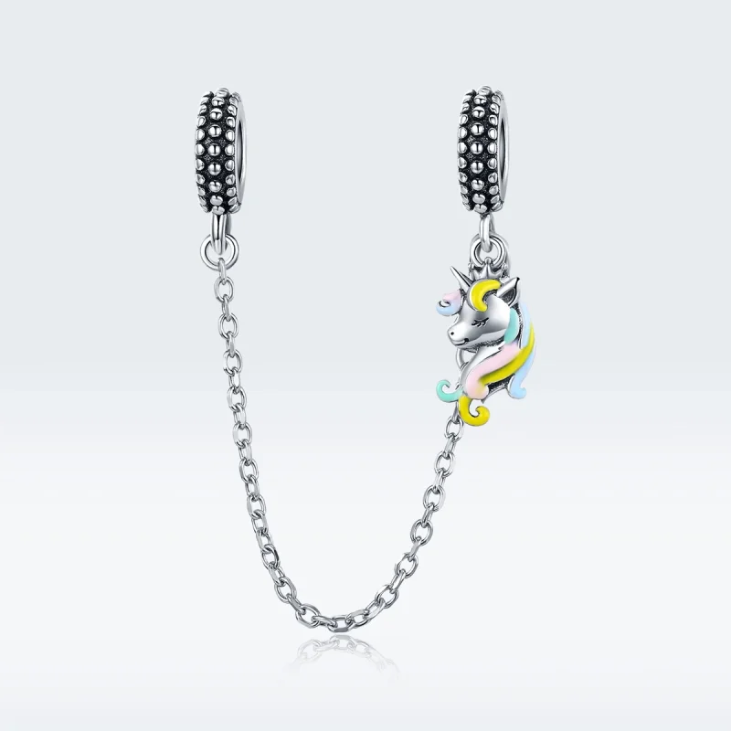 (image for) Pandora Style Silver Colorful Pony Safety Chain - SCC1571 - View 5