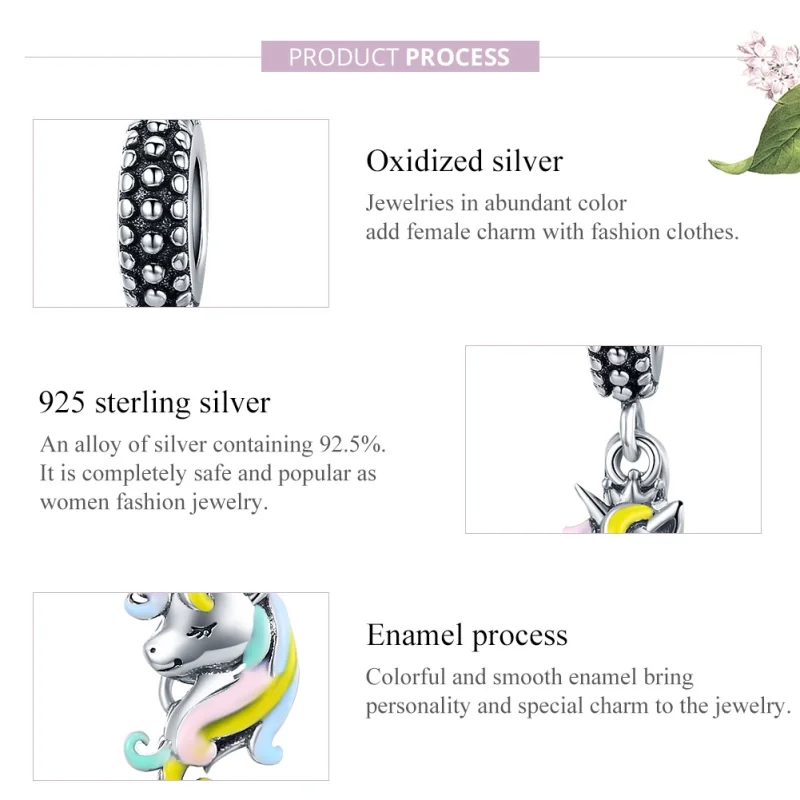 (image for) Pandora Style Silver Colorful Pony Safety Chain - SCC1571 - View 8