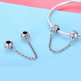 Pandora Style Silver Cute Hearts Safety Chain - SCC736 Pandora Style Silver Cute Hearts Safety Chain - SCC736