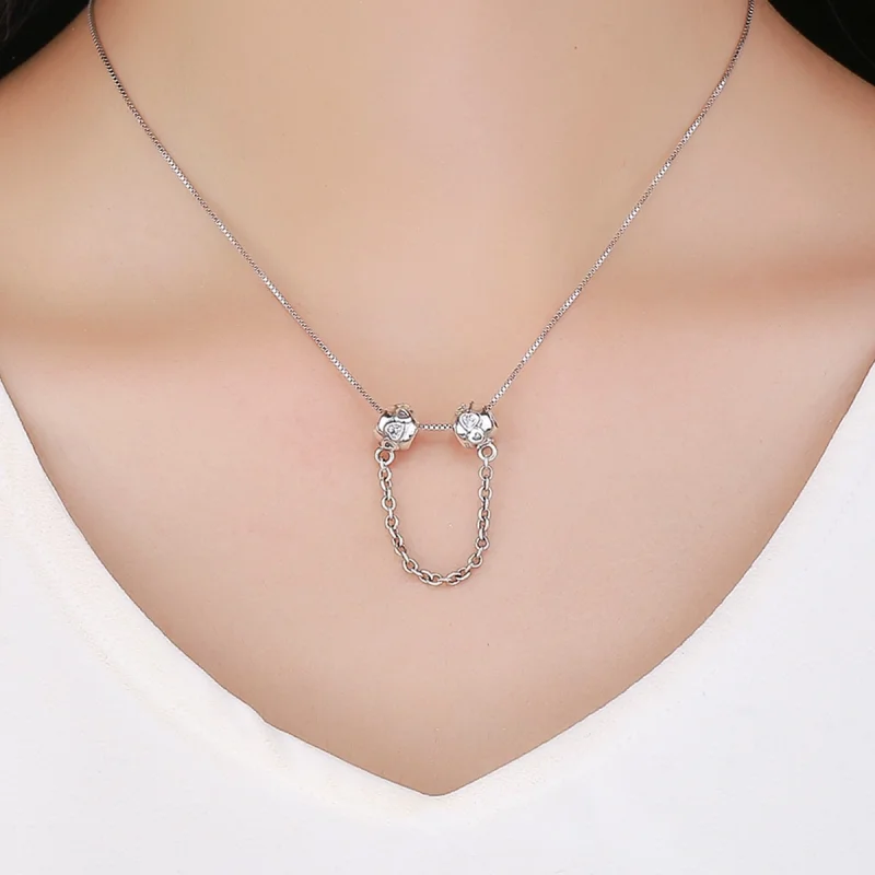 (image for) Pandora Style Silver Cute Hearts Safety Chain - SCC736 - View 5