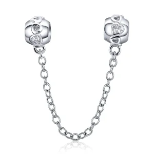 (image for) Pandora Style Silver Cute Hearts Safety Chain - SCC736