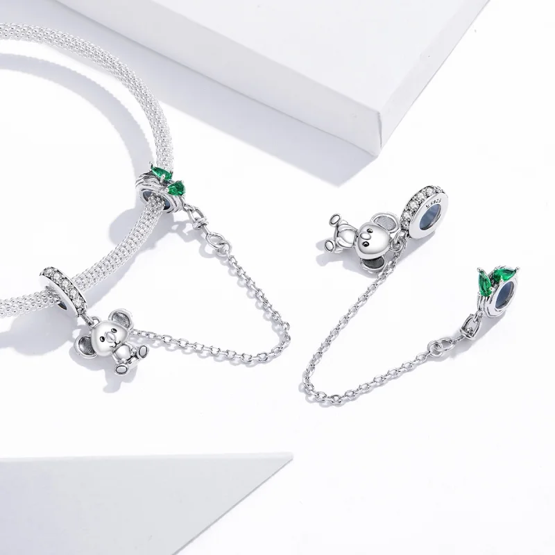 (image for) Pandora Style Silver Cute Koala Safety Chain - SCC1523 - View 4