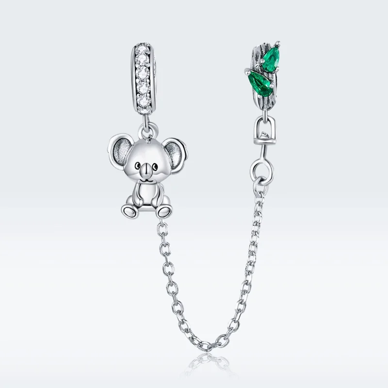 (image for) Pandora Style Silver Cute Koala Safety Chain - SCC1523 - View 5
