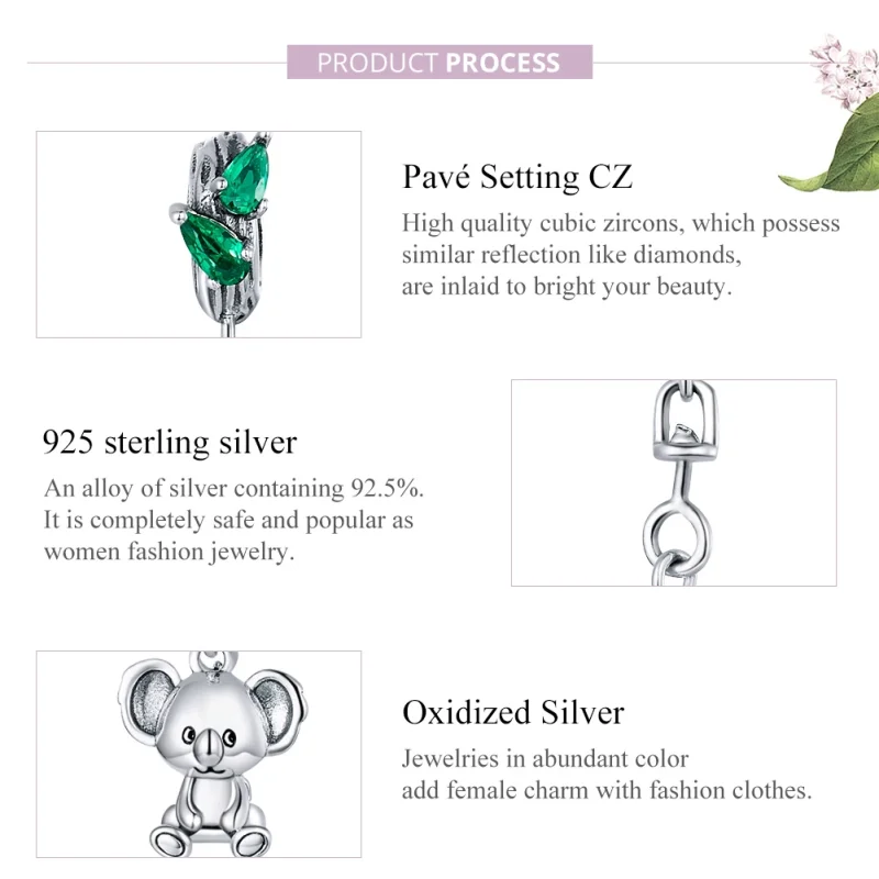 (image for) Pandora Style Silver Cute Koala Safety Chain - SCC1523 - View 8