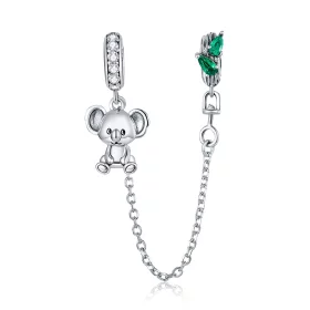 Pandora Style Silver Cute Koala Safety Chain - SCC1523 Pandora Style Silver Cute Koala Safety Chain - SCC1523
