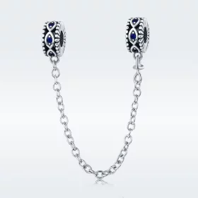 Pandora Style Silver Devil's Eye Safety Chain - SCC617 Pandora Style Silver Devil's Eye Safety Chain - SCC617