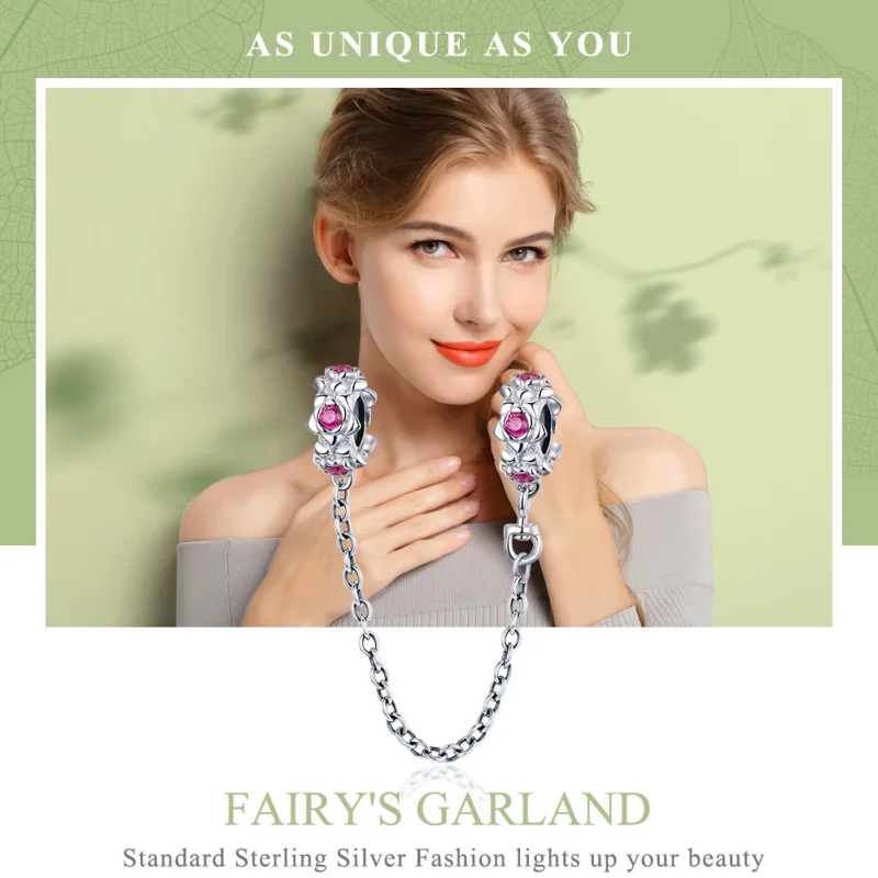 (image for) Pandora Style Silver Fairy's Garland Safety Chain - BSC035 - View 6